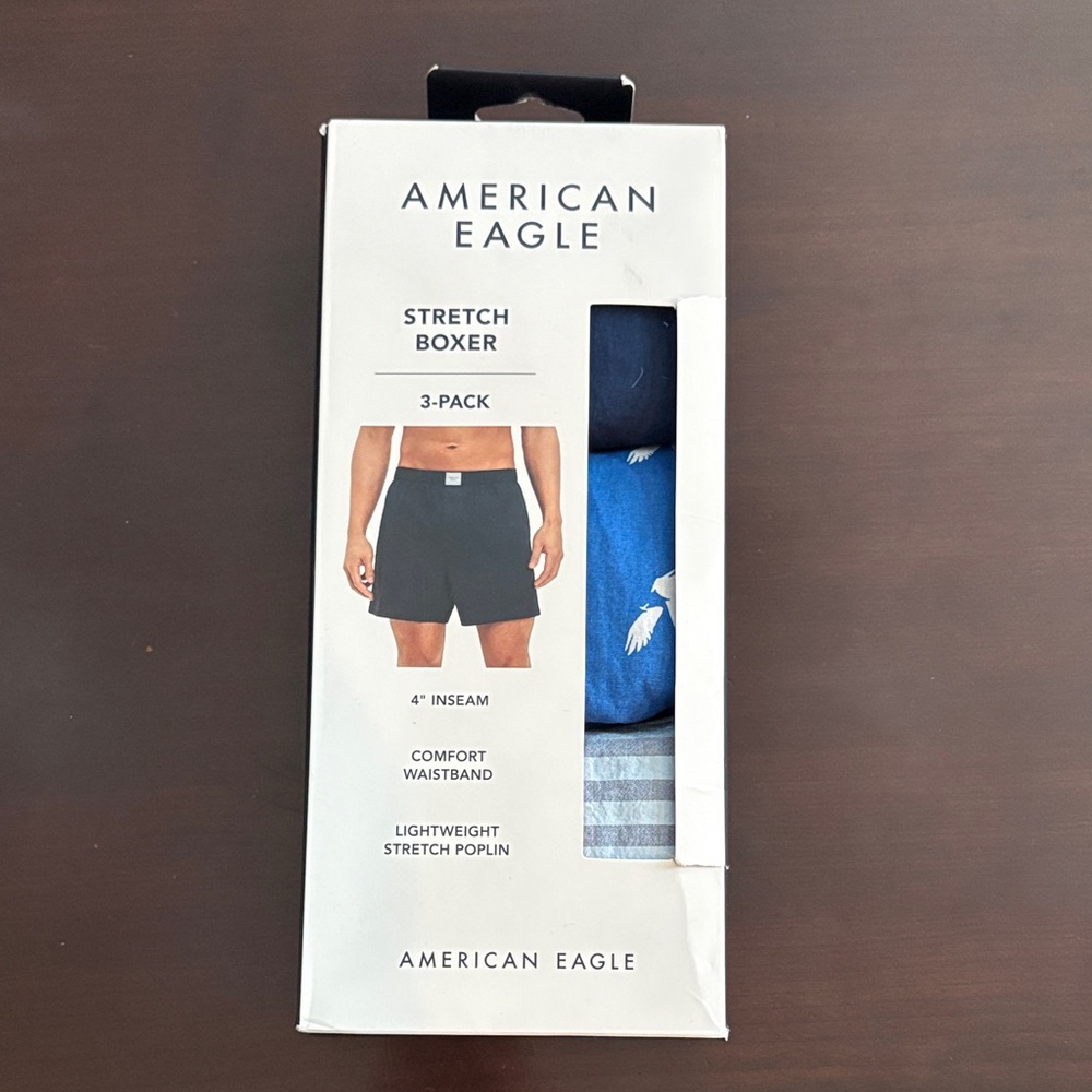 American Eagle Outfitters Men's 4” Boxers Lightweight Stretch Poplin NWT‎ Small